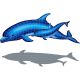 DOLPHIN PAIR WITH SHADOW – Handmade Porcelain tile designs
