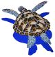 Loggerhead Turtle Small with Shadow  – Handcut Glass Tile Designs | Decorative Mosaic for Wall, Pool & Spa